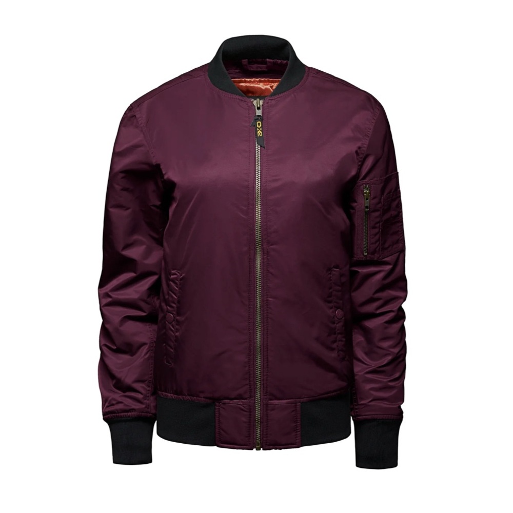 Women's Bomber Jacket - Burgundy like new wore twice. too big